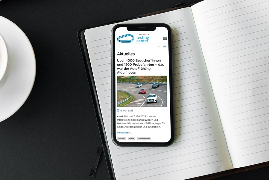Mobile Webseite Aldenhoven Testing Center