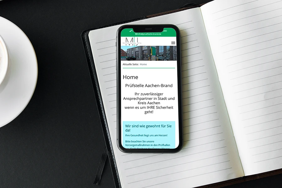 Mobile Webseite Prüfstelle Brand