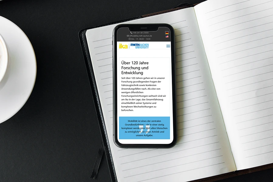 Mobile Webseite Institut für Kraftfahrzeuge